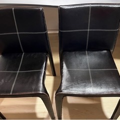 【美品】黒革椅子 2脚
