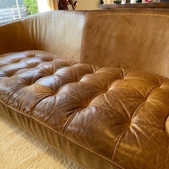 オピアムソファ　クッション付き　5年使用　レザー　クラッシュゲート　本革　関家具