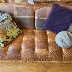 オピアムソファ　クッション付き　5年使用　レザー　クラッシュゲート　本革　関家具