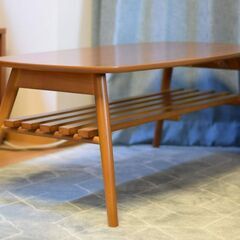木製 ローテーブル 2段