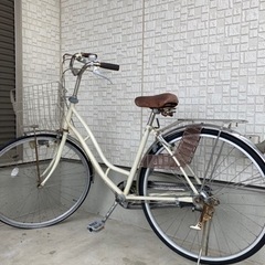 交渉中　自転車　中古　27インチ　シティサイクル　アイボリー　白...