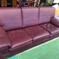 【愛品館八千代店】イタリア製　3人掛ソファ　総本革　ワインレッド