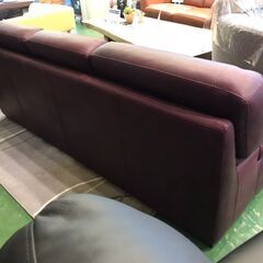 【愛品館八千代店】イタリア製　3人掛ソファ　総本革　ワインレッド