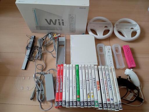 【中古品：wii一式、関連ソフト18本】