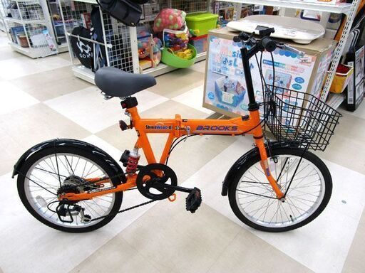 札幌市/清田区  折りたたみ自転車 20インチ 6段切り替え付き SHINEWOOD Ⅲ オレンジ系