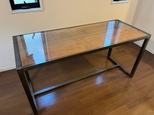 値下げ　ダイニングテーブル　アイアン　ガラス　アンティーク　オーダーメイド