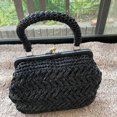 編み込みハンドバッグ黒
