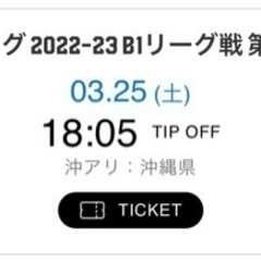 3月25日　琉球キングス×仙台89ERS  B1リーグ戦試合チケット