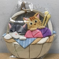 ☆値下げ☆ A2303-237 バスケットの子猫 リース飾り 2...