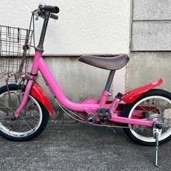 幼児　子供　自転車　14インチ　ピンク　赤　カゴ　ベル　スタンド...