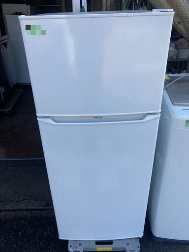 ☆中古￥10,800！【会員価格￥9,800】Haier　130㍑2ドア冷蔵庫　家電　2019年製　JR-N130A型　幅48cmｘ奥行50cmｘ高さ113cm　【BC028】
