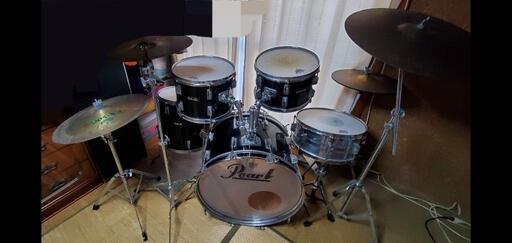 Pearlビンテージドラムフルセット★動作良好★即使用可能★破損、破れ欠品なし★各キックペダル、スタンド付き