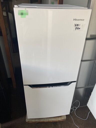 ☆中古￥10,800！【会員価格￥9,800】Hisense　130㍑2ドア冷蔵庫　家電　2018年製　HR-D1302型　幅48cmｘ奥行60cmｘ高さ123cm　【BC030】