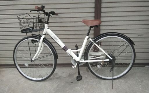 買い物自転車 APHRODITE 折り畳み 26インチ 6段変速 ホワイト 配送無料