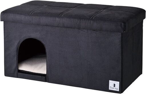 未使用 保管品 Porta ポルタ ドッグハウス\u0026スツール ブラック / ワイド (E1450wY)