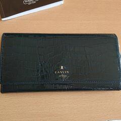 美品 LANVIN 紺 長財布 クロコダイル調 