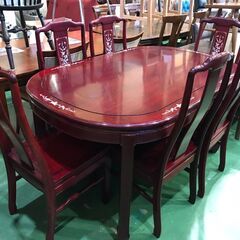 【愛品館八千代店】総花梨　螺鈿細工　ダイニング7点SET