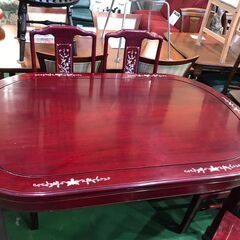 【愛品館八千代店】総花梨　螺鈿細工　ダイニング7点SET