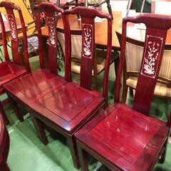 【愛品館八千代店】総花梨　螺鈿細工　ダイニング7点SET