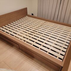 [幅158][ダブル] ベッドフレーム マットレス対応 通気性 木製