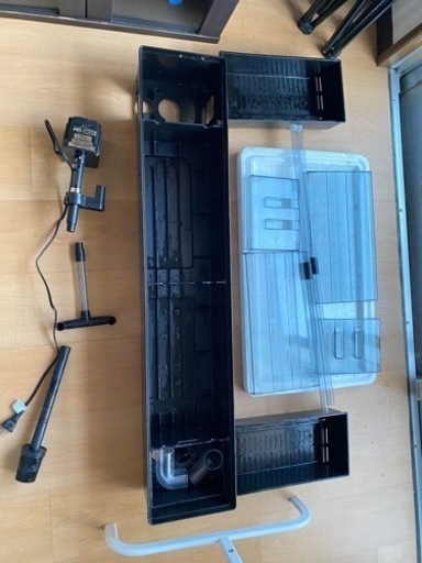 ニッソー　NISSO 45cm　曲げ　ガラス水槽　上部フィルター　蛍光灯 90x45x45曲げガラス水槽、ニッソーLEDライト、上部フィルター