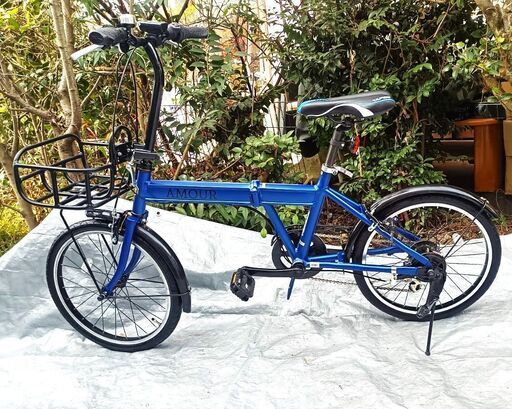 ★美品！お届け可‼★ 20インチ 折りたたみ自転車 『AMOUR』 ブルー シマノ6段変速