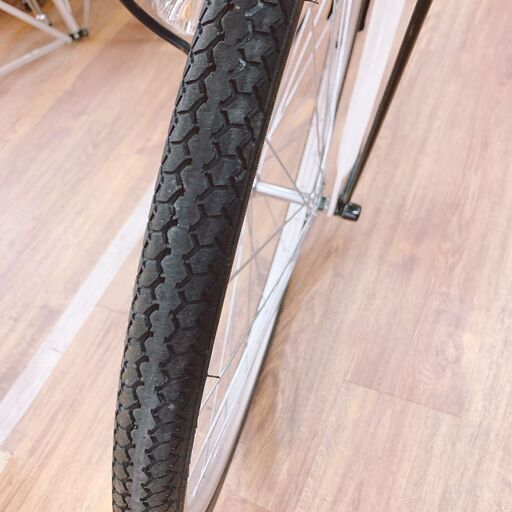 自転車　シティサイクル　26インチ　ホワイト　変速付き