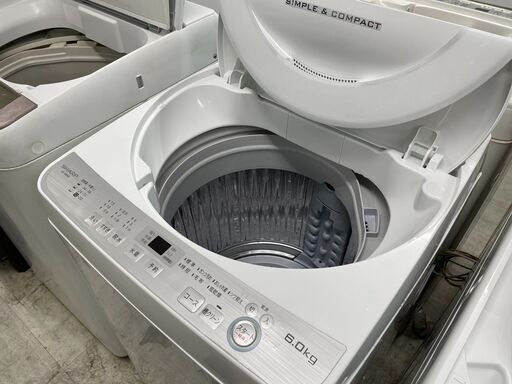 洗濯機の分解クリーニング行っています！配送設置込み　シャープ6.0K洗濯機　2018年製　分解クリーニング済み！！