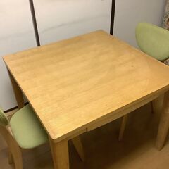 正方形テーブル　85㎝　椅子　2脚　2人用