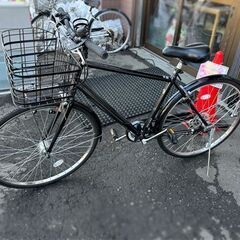 27インチ キャプテンスタッグ 自転車 6段切り替え ブラック カゴ付き ライト付き 鍵付き シティサイクル ママチャリ CAPTAIN STAG  札幌市白石区 白石店 