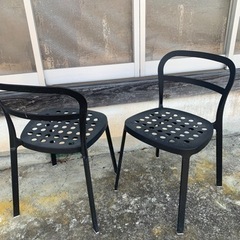 IKEA アルミ　椅子　2脚まとめて　黒　未使用保管　室外