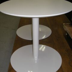 R488 人気白 円型 サイドテーブル、モダンサイドテーブル、2点セット 美品 φ45cm