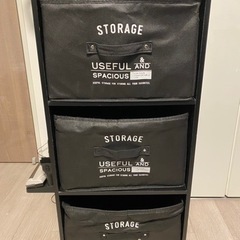 【本日無料】箱付き 三段カラーボックス 黒