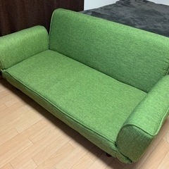 (緑色)ソファベッド、リクライニングソファ