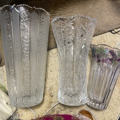 ボヘミア　ガラス　花瓶　インテリア2個セット
