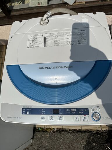 新生活SALE　シャープ　5.5㎏洗濯機　穴無し節水モデル　リサイクルショップ宮崎屋住吉店　23.3.10　ｙ