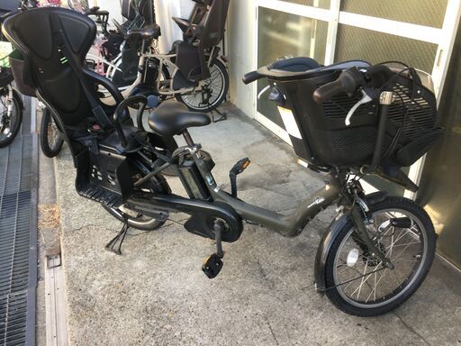 地域限定送料無料 ヤマハ キッスミニ 三人乗り 子供乗せ 8,7AH 新基準 緑