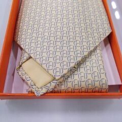 HERMES ネクタイ 5506 CHAMP H柄 イエロー系 CRAVATE 9.1 CMS TWILL 