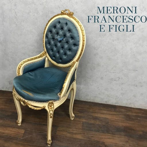 KI15/46　イタリア製 ロココ様式 木製 チェア Meroni Francesco メローニ フランチェスコ 椅子 イス 木彫 ITALY ヴィンテージ 西洋 家具