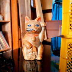 【商談中】古い味わいのある招き猫 縁起物 置物 オブジェ ヴィン...