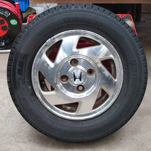 【ホンダ純正】 12インチ アルミホイール 145R12 6PRスタッドレス付  バモス ホビオなどに