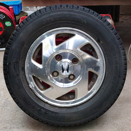 【ホンダ純正】 12インチ アルミホイール 145R12 6PRスタッドレス付  バモス ホビオなどに