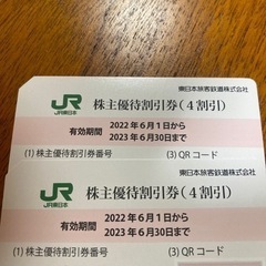 【ネット決済】JR東日本株主優待割引券②枚