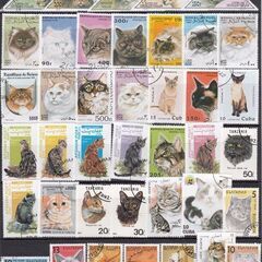 海外の猫の使用済み切手