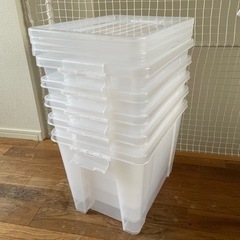 5個set 収納ボックス クリアケース（透明、フタ付、２０L)