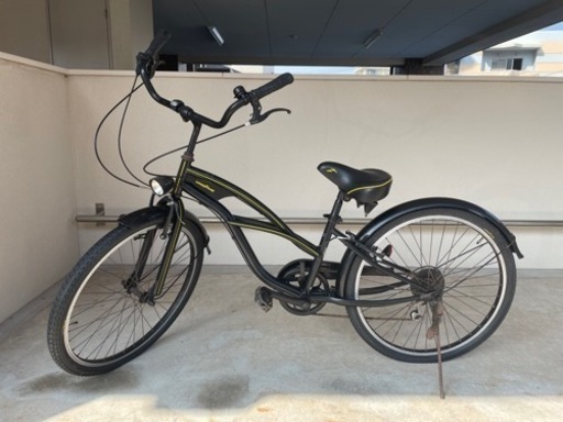 グッドイヤー GOOD YEAR ビーチクルーザー 自転車 ブラック ギア付き　※破損部分あり