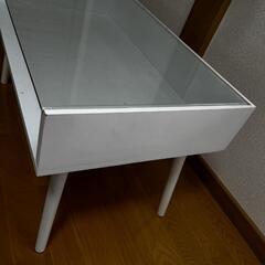 ホワイトガラス板ローテーブル