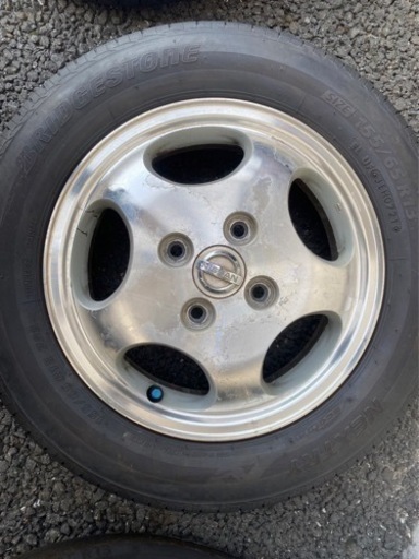 日産純正ホイールタイヤ付き バリ山 4本 155/65/R13