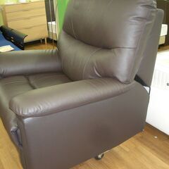 R230 YAMADA オリジナル1人掛電動ソファ本革ダークブラウン色  幅98 cm USED・美品