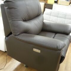 R230 YAMADA オリジナル1人掛電動ソファ本革ダークブラウン色  幅98 cm USED・美品